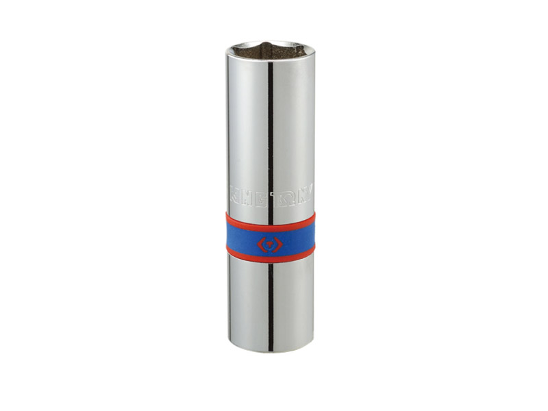 Головка свечная шестигранная 1/2", 16 мм, L = 70 мм, резиновый фиксатор KINGTONY 463516R
